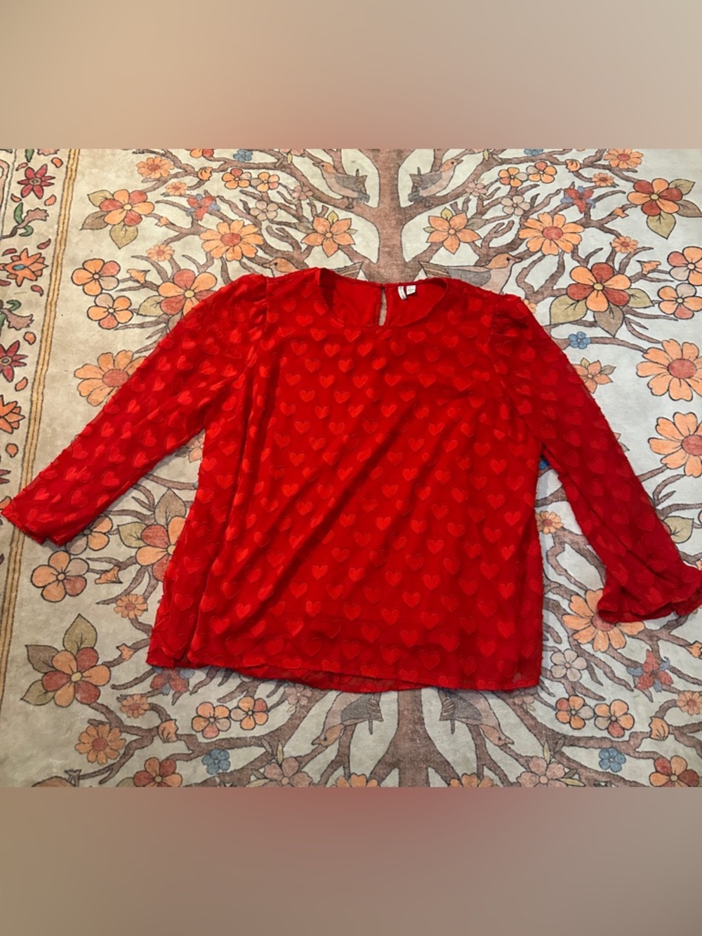 Cato Red Heart-Textured Long Sleeve Blouse 22/24